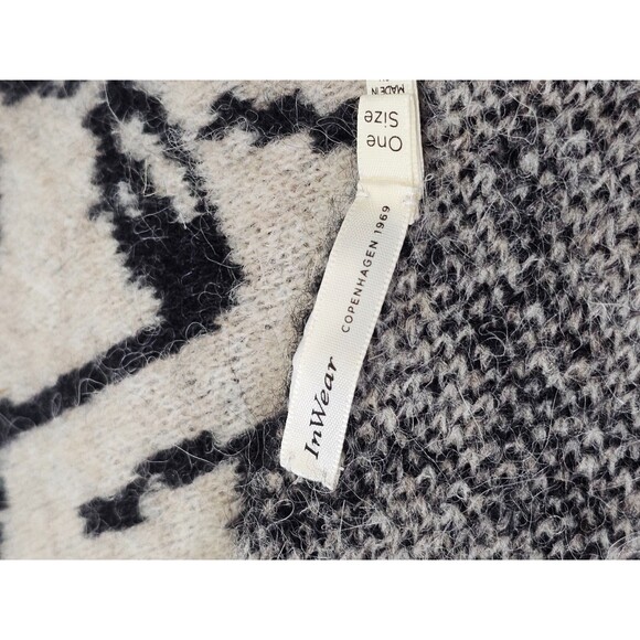 InWear‎ TessaIw Scarf Alpaca & Wool RWS Faces Design Wrap Shawl 17"x86" SOFT EUC - Picture 4 of 6